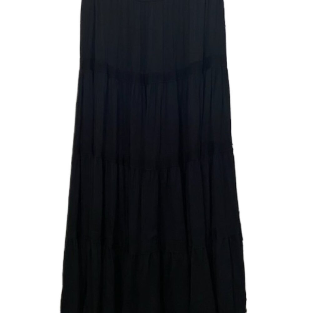 VTG CAROLE LITTLE Womens Black Tiered Maxi Skirt Size 12 Broomstick Goth Witchy - Picture 3 of 6
